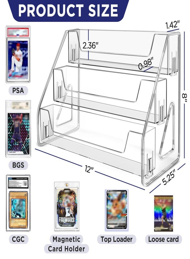 CollectHall Magnetic Card Holder 3-Tier, Card Display Stand Clear Acrylic Trading Sports Card Display - Image 2